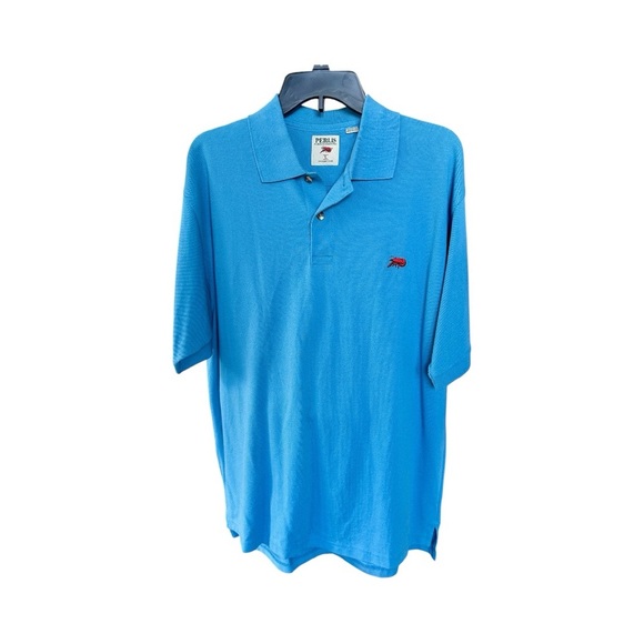 PERLIS, MENS LIGHT BLUE POLO SHIRT. THE AUTHENTIC CRAWFISH POLO. SIZE L - Picture 1 of 6